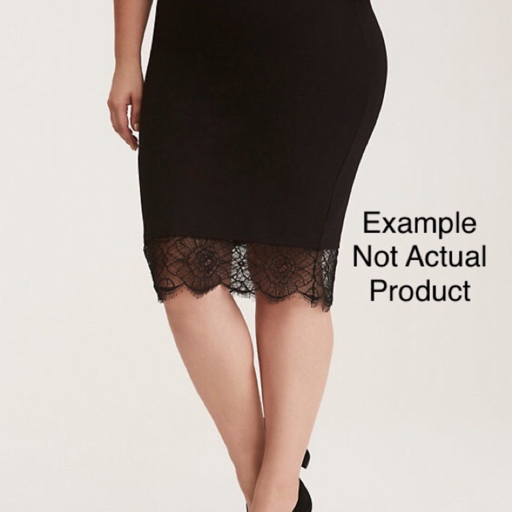 3/$10 Lane Bryant Black Pencil Skirt with Lace Hem
